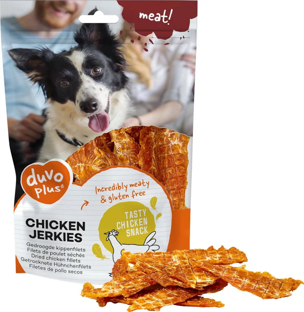 Meat! Kip Jerkies 100 gram van Duvo+ – productfoto
