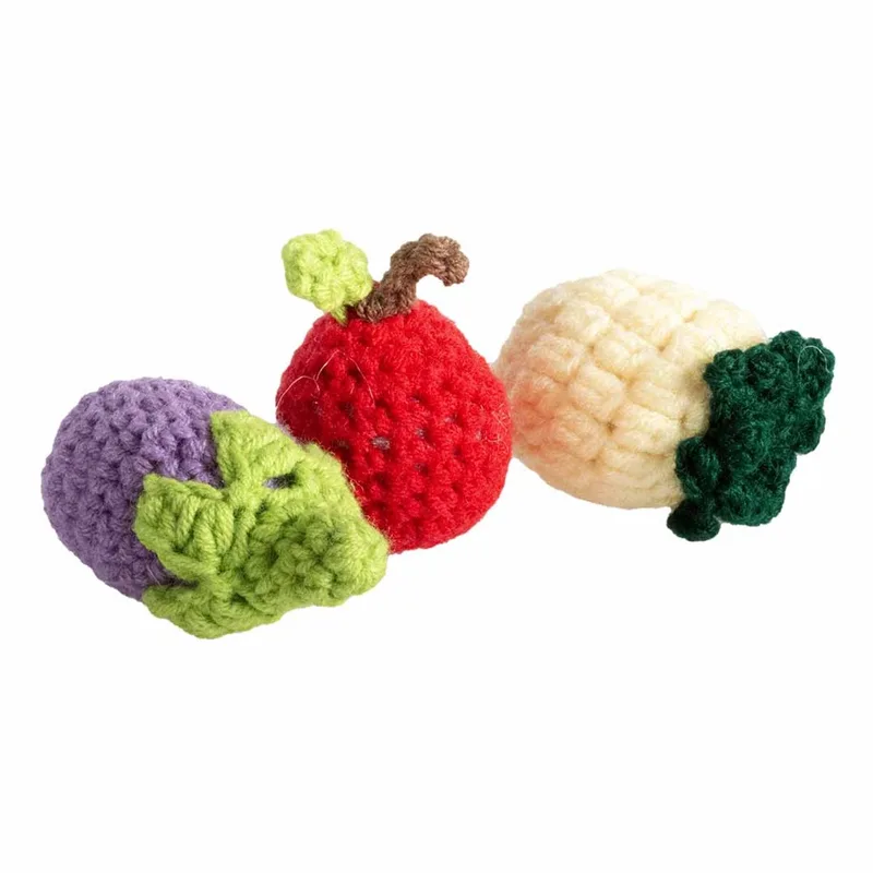 pakketje kattenspeelgoed - 6 stuks - 3 x fruit en 3 x donut - gemengde kleuren - speelgoed voor de kat by Duvo+ in Gemixt – product photo