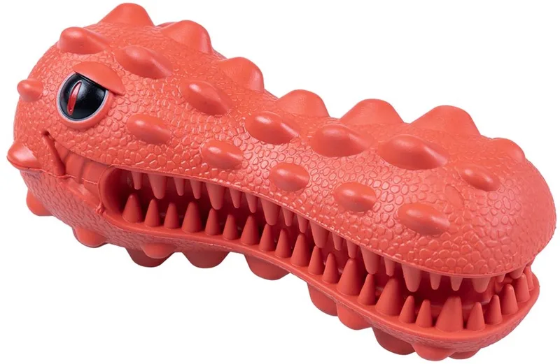 playtime Griplay Dinohoofd - Rubber Kauwspeelgoed Hond - Poetst Tanden & Masseert Tandvlees - 16x7x7cm von Duvo+ in Rot – Produktfoto