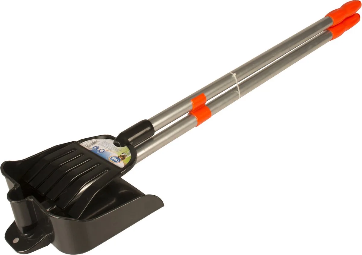 Poepschep met Hark - Hondenpoep Opruimset met Lange Steel - Hygiënisch zonder Bukken - 92cm de Duvo+ en Zwart-oranje – photo produit