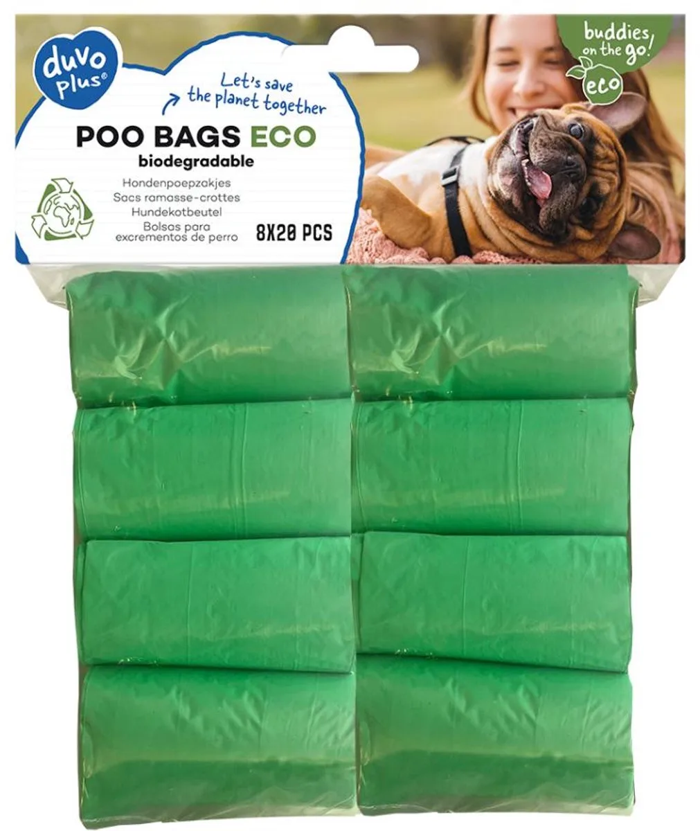 Poepzakjes voor Honden Eco Bio Afbreekbaar 50x20st de Duvo+ en Vert – photo produit
