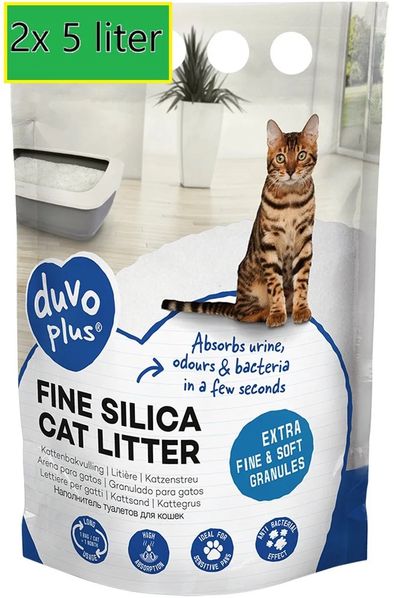 Premium Fijne Silica kattenbakvulling wit 2x5 liter by Duvo+ – product photo