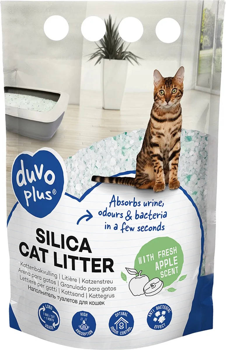 Premium silica kattenbakvulling appel 5L de Duvo+ – photo produit