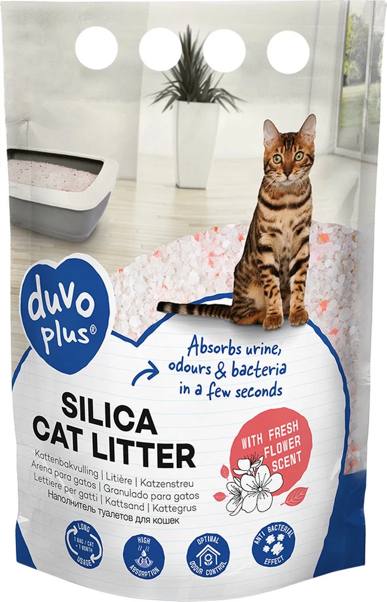 Premium silica kattenbakvulling bloemen Wit/roze 1-8mm - 5L - 2kg by Duvo+ – product photo
