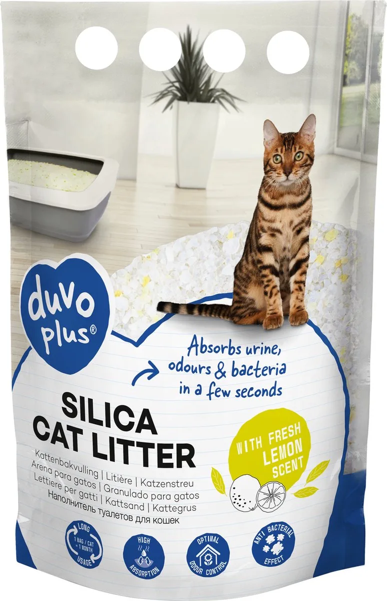 Premium silica kattenbakvulling citroen Geel/wit 1-8mm - 5L - 2kg de Duvo+ – photo produit