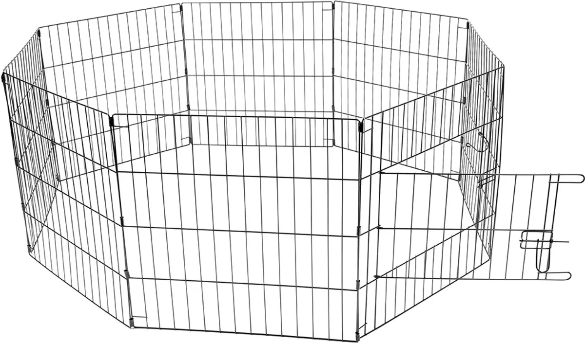 Puppyren met deur & net & haken 60x60CM 8-DELIG von Duvo+ in Schwarz – Produktfoto
