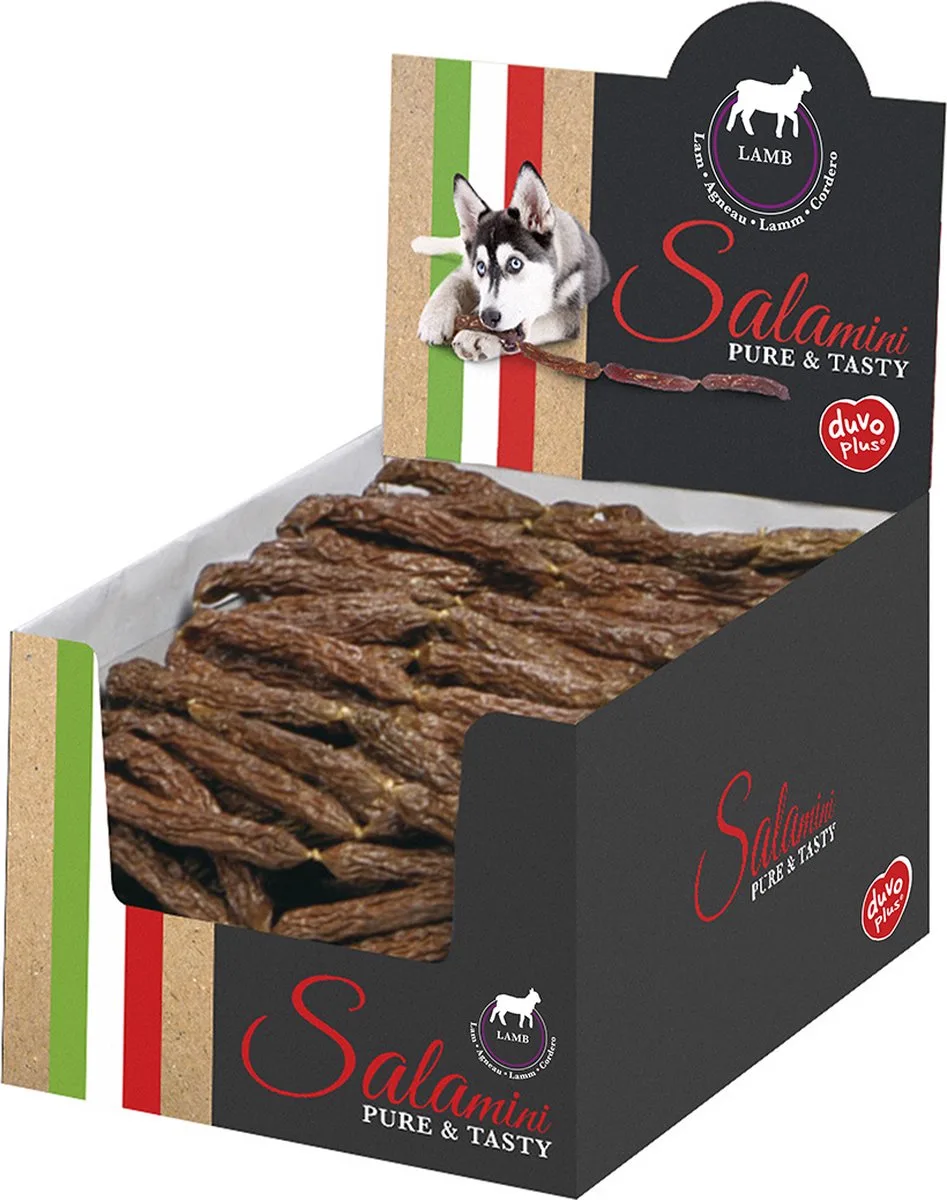 Salamini worstjes met lam 8,5x8,5x1,6cm - doos bevat 240 worstjes de Duvo+ – photo produit