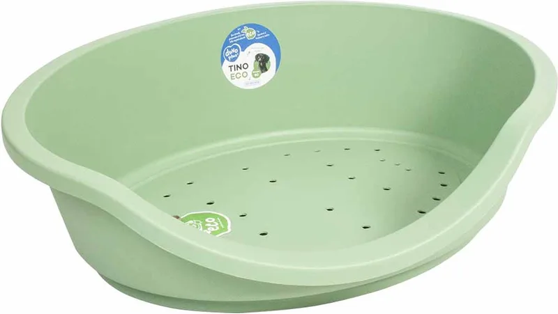 Sleeper Tino 60 ECO - Kunststof Hondenmand - Ovale Hondenbak van Gerecycled Plastic - Anti-slip - 60x40x20cm by Duvo+ in Salvia groen – product photo