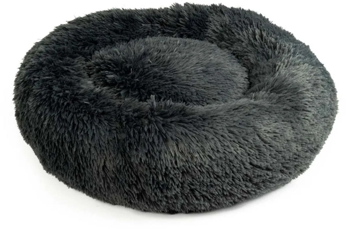 Snug Donut Mand - Donutbed Hond en Kat - Fluffy Kattenmand - Zacht Pluche & Wasbaar - XL 100x100x18cm van Duvo+ in Donkergrijs – productfoto
