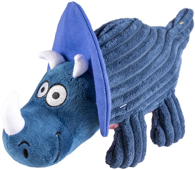 Speelgoed Voor Dieren - Hond - Pluche Dino Triceratops Corduroy 31x13x15cm - 1st de Duvo+ en Bleu – photo produit