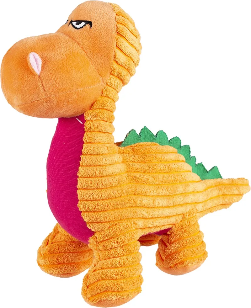 Speelgoed Voor Dieren - Hond - Pluche Dino Tsintaosaurus Corduroy 30x12x28cm - 1st de Duvo+ en Orange – photo produit