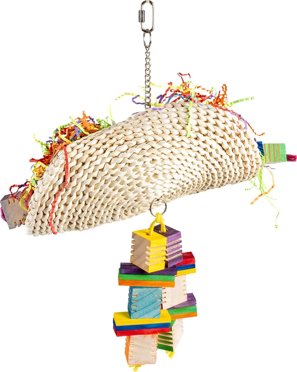 Speelgoed Voor Dieren - Vogel - Groovy Maïs Taco Met Houten Blokken M - 36x19x40cm - 1st fra Duvo+ i Flerfarvet – produktbillede