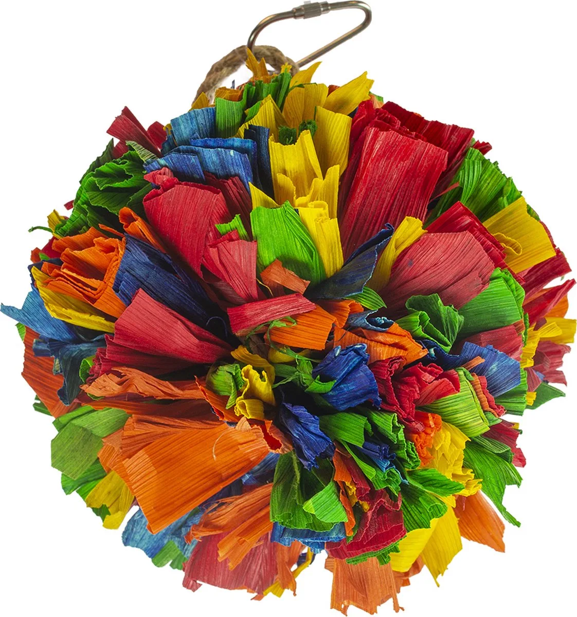 Speelgoed Voor Dieren - Vogel - Kleurrijke Pompon Van Maisbladeren M - 17,2x10,8x10,8cm - 1st de Duvo+ en Multicolore – photo produit