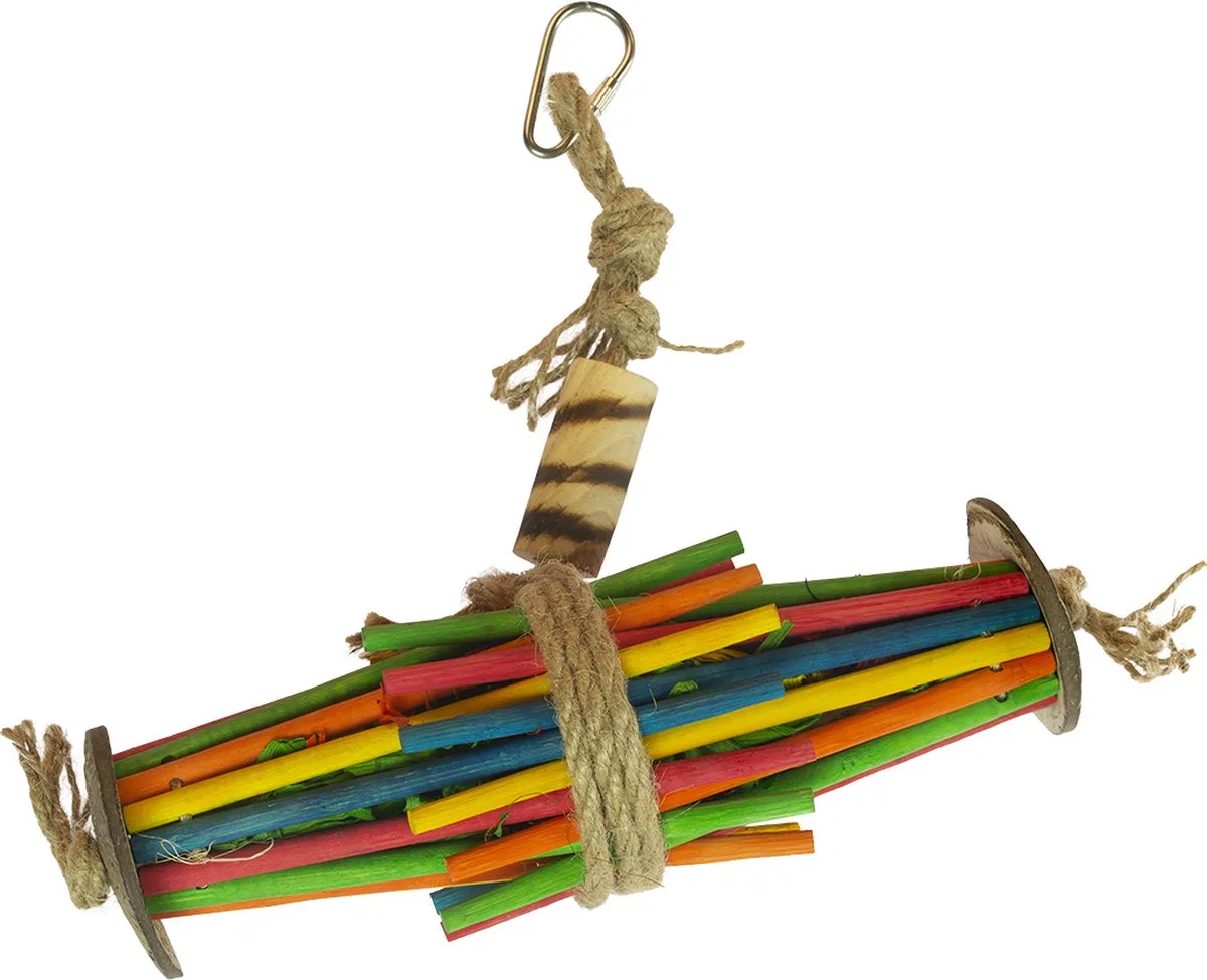 Speelgoed Voor Dieren - Vogel - Koker Stokjes Met Maisbladeren En Cocos 19x22,9x6cm - 1st de Duvo+ en Multicolore – photo produit