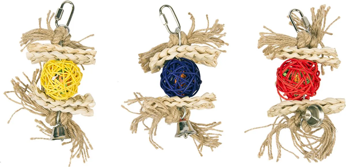 Speelgoed Voor Dieren - Vogel - Rietenbal Met Bel & Sisal 18cm/5,5cm - 1st de Duvo+ en <> – photo produit