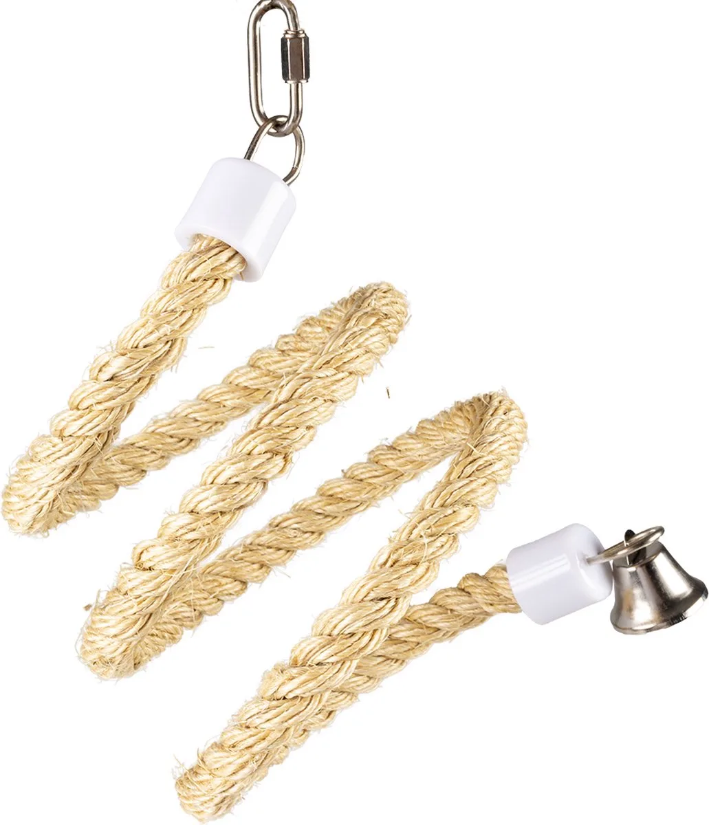 Speelgoed Voor Dieren - Vogel - Spiraaltouw In Sisal Met Bel S - 96x19x19cm - 1st - 24253 de Duvo+ en Beige – photo produit