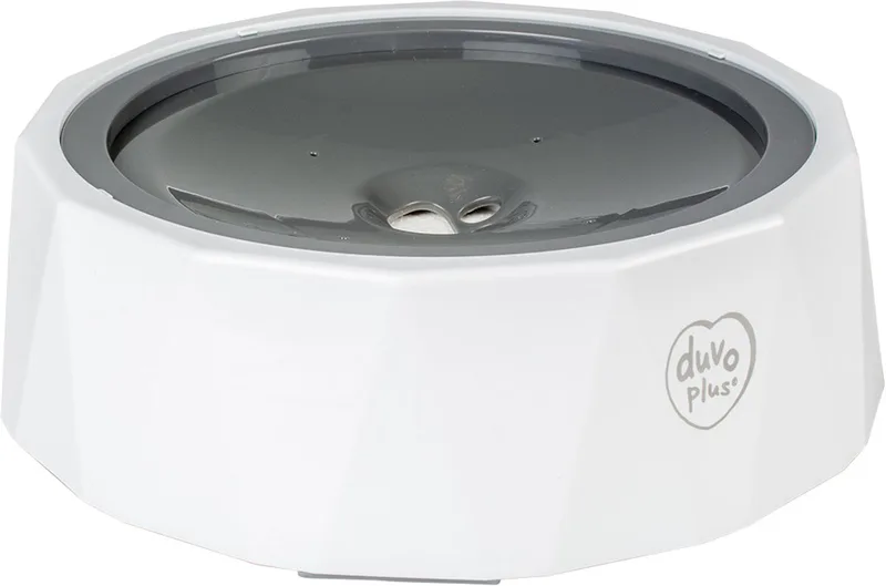 Splash-proof Drinkkom - Anti-knoei Waterbak voor Hond en Kat - met Carbonfilter - 1200ml - Wit/Grijs by Duvo+ in Wit + grijs – product photo