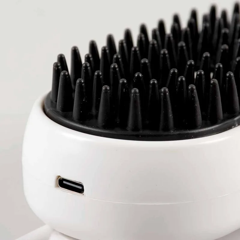 Stoom- en Massageborstel - Siliconen Vachtborstel met Stoomfunctie - Hond - USB - 12x6,5x5cm von Duvo+ in Weiß – Produktfoto