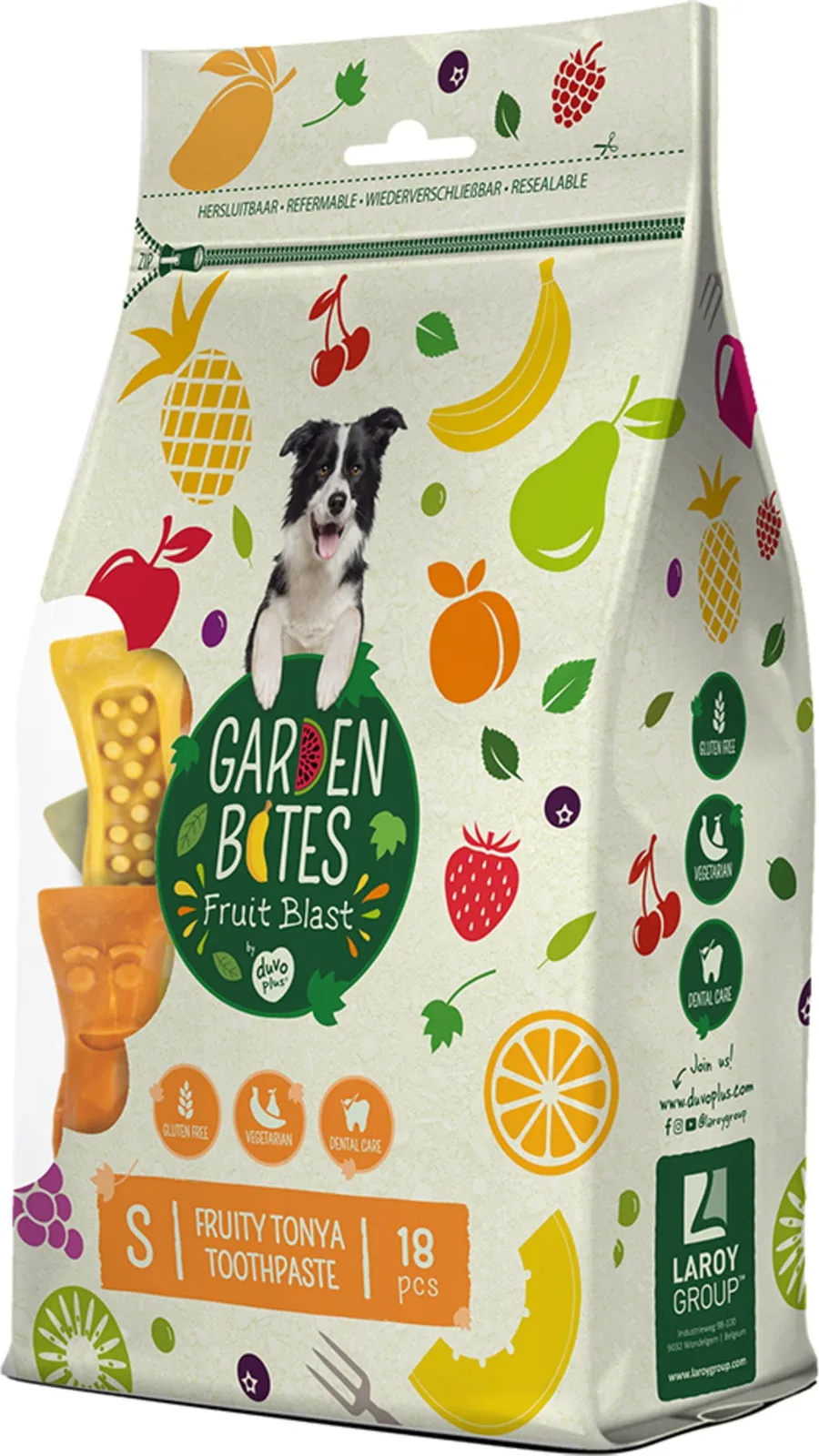 Plus Garden Bites Snacks dentaires fruités Tonya Vegan 7,8 cm de Duvo+ – photo produit