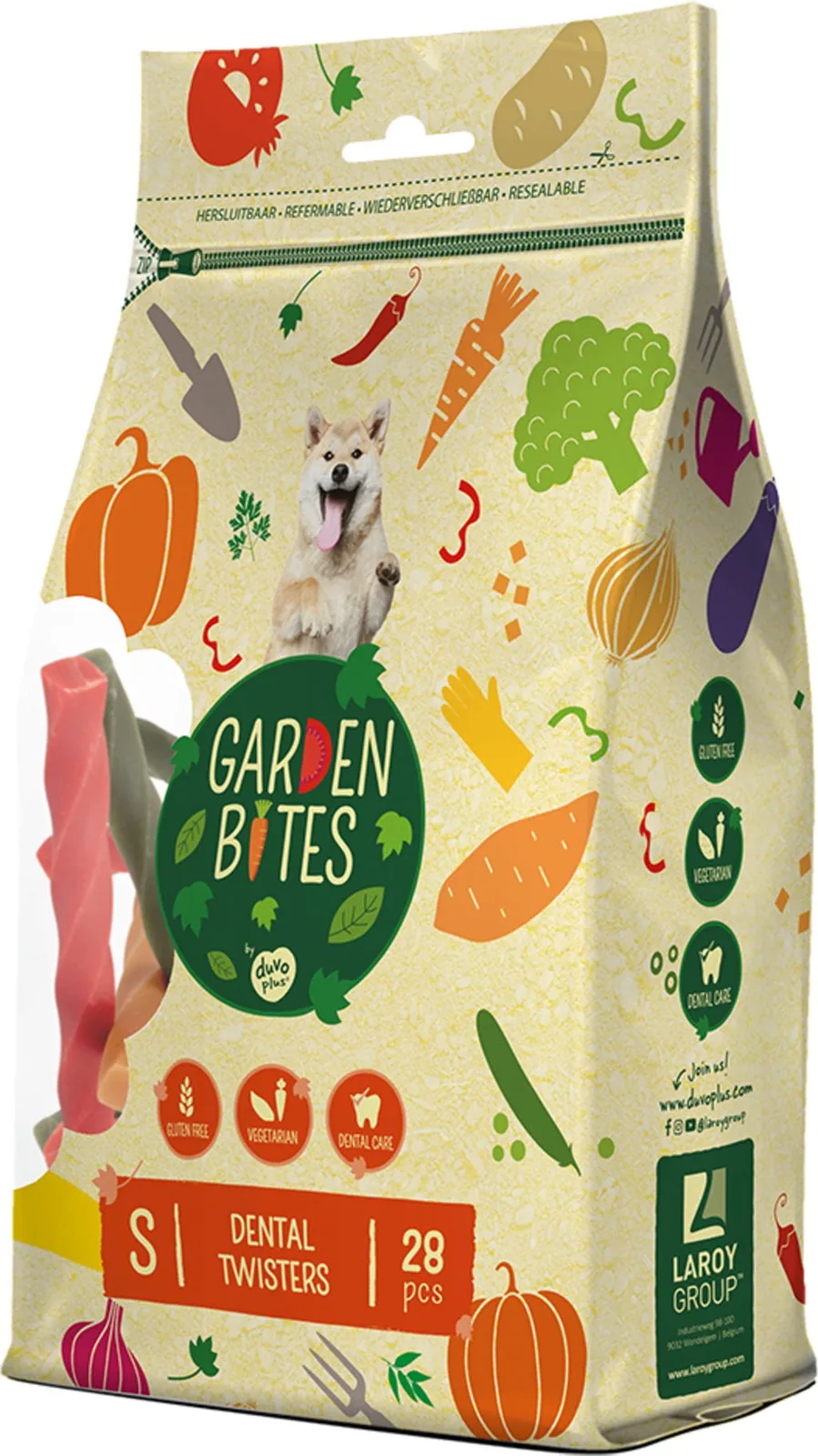 Plus Twisters Snacks dentaires végétaliens pour chiens L S de Duvo+ – photo produit