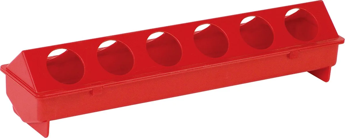 Voersilo - Kip - Kippenvoerbak Plastiek Ronde Gaten 51x12x11,5cm - 1st de Duvo+ en Rouge – photo produit