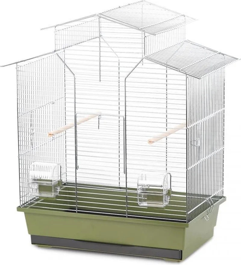 Vogelkooi natural iza 2 Olijfgroen/zinc 51x30x60,5cm de Duvo+ en Zinc – photo produit