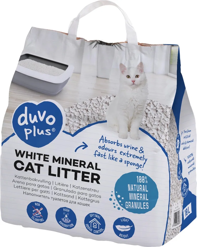 White mineral kattenbakvulling 10L de Duvo+ – photo produit
