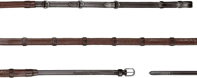 Dy'on 1/2'' Howlett Rubber Reins with 3 Dee and 7 leather loops Working de Dy'on en Marron – photo produit