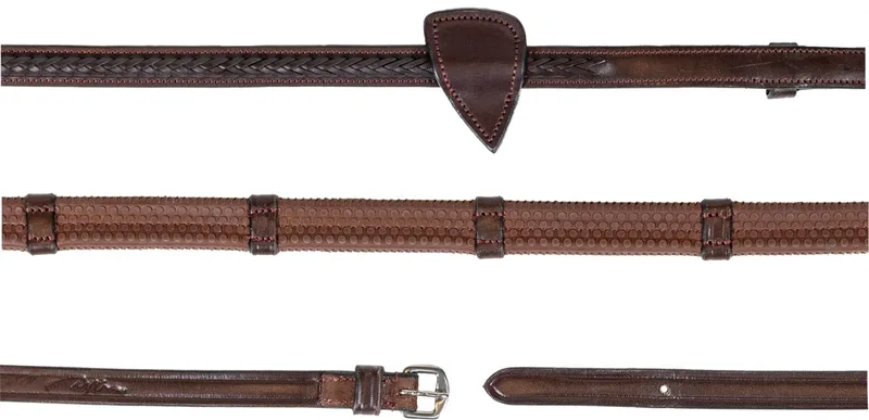 Dy'on 1/2'' Rubber Teugels met 7 Leder Stops - Gevlochten Full de Dy'on en Marron – photo produit