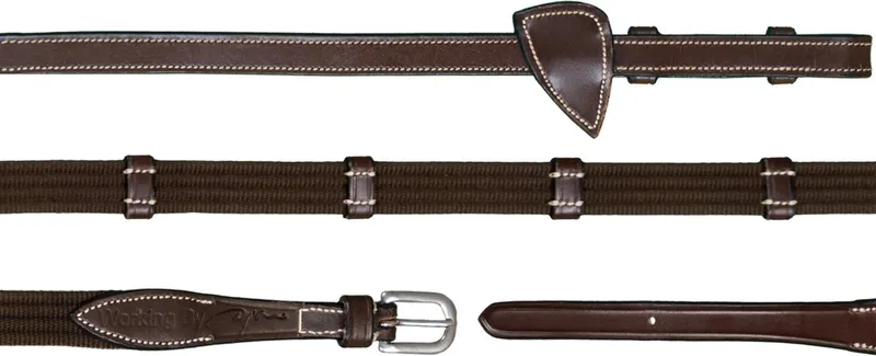 Dy on 5/8 (16mm) Web Reins 9 Loops Working Coll. - Maat Pony van Dy'on in Bruin – productfoto