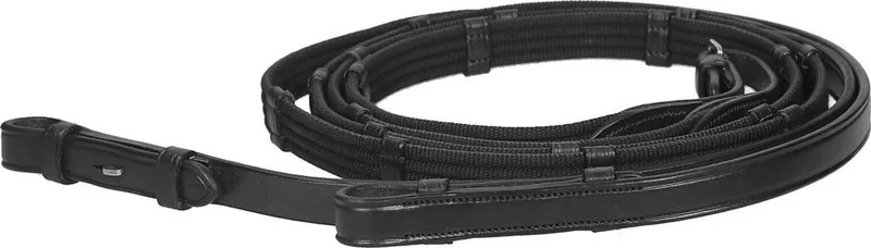 Dyon 5/8 Webband teugel met 9 leren stops Black - Full | Teugels paard by Dy'on in Gold – product photo