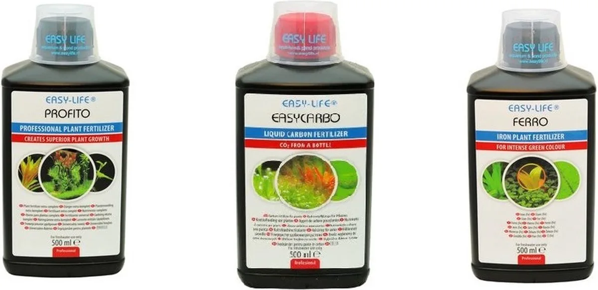 Easy-Life 500 ml Profito + Carbo + Ferro (Plantenvoeding, koolstof, ijzer) Waterplantenset de Easy Life en Noir – photo produit