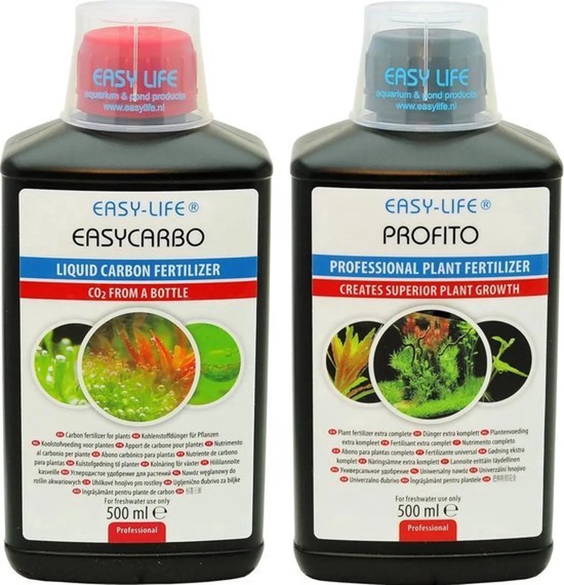 EasyCarbo + Easy Life Profito - 2x 500ml - Complete plantenvoeding voor alle aquariumplanten de Easy Life en Noir – photo produit