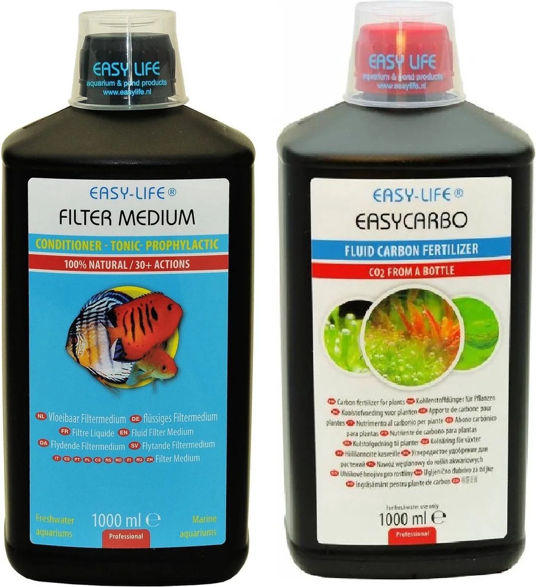 Filter Medium - Waterverbeteraar + Easy-Life - EasyCarbo - Koolstofvoeding - 2x 1000 ml de Easy Life – photo produit
