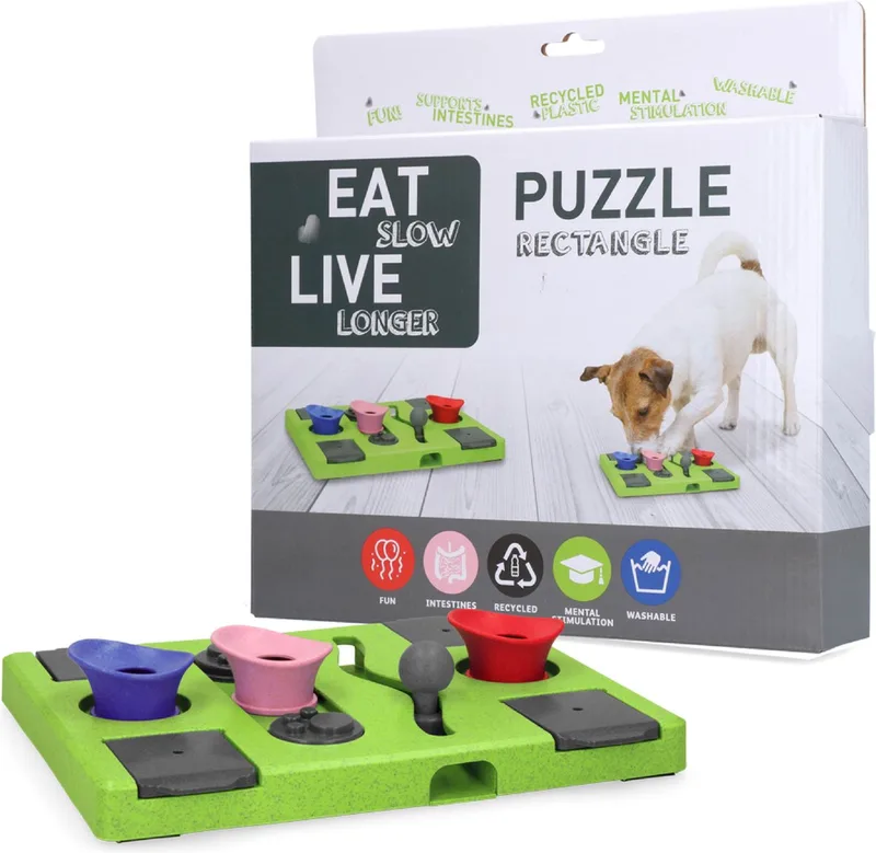 Hondenpuzzel - Intelligentie Speelgoed Honden - 25 x 26 cm - Groen Grijs by Eat Slow Live Longer in Rectangle – product photo