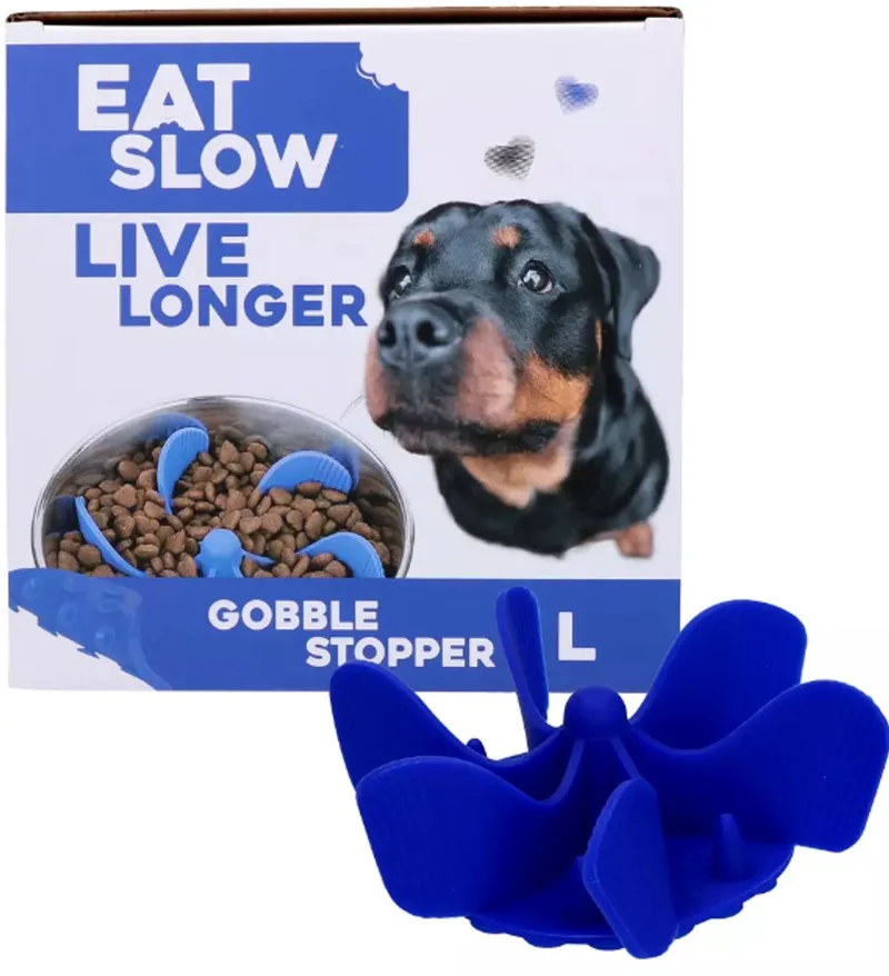Inzetstuk voor Anti-schrok Voerbak - L - Voerpuzzel - Slowfeeder voor Honden - Gobble Stopper de Eat Slow Live Longer en Bleu – photo produit