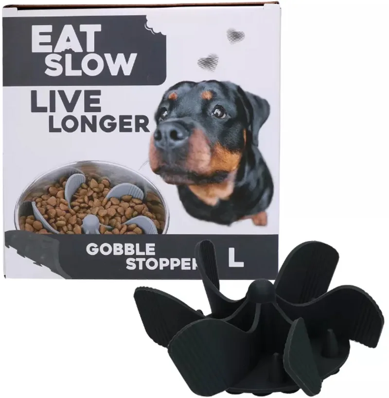 Inzetstuk voor Anti-schrok Voerbak - L - Voerpuzzel - Slowfeeder voor Honden - Gobble Stopper van Eat Slow Live Longer in Grijs – productfoto