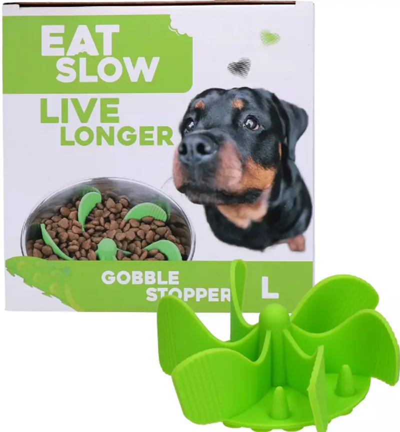 Inzetstuk voor Anti-schrok Voerbak - L - Voerpuzzel - Slowfeeder voor Honden - Gobble Stopper by Eat Slow Live Longer in Green – product photo