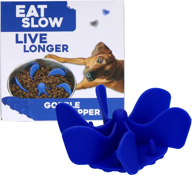 Inzetstuk voor Anti-schrok Voerbak - M - Voerpuzzel - Slowfeeder voor Honden - Gobble Stopper de Eat Slow Live Longer en Bleu – photo produit
