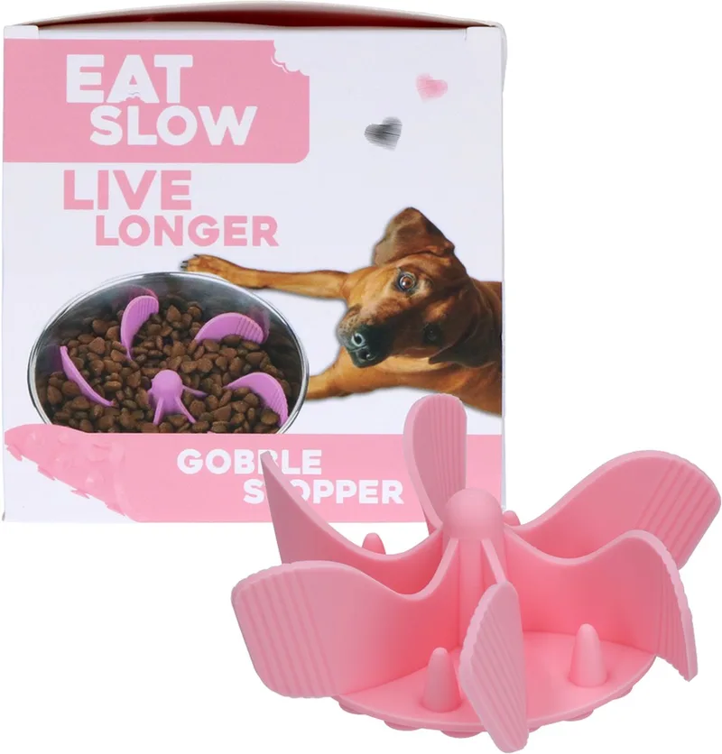 Inzetstuk voor Anti-schrok Voerbak - M - Voerpuzzel - Slowfeeder voor Honden - Gobble Stopper by Eat Slow Live Longer in Pink – product photo