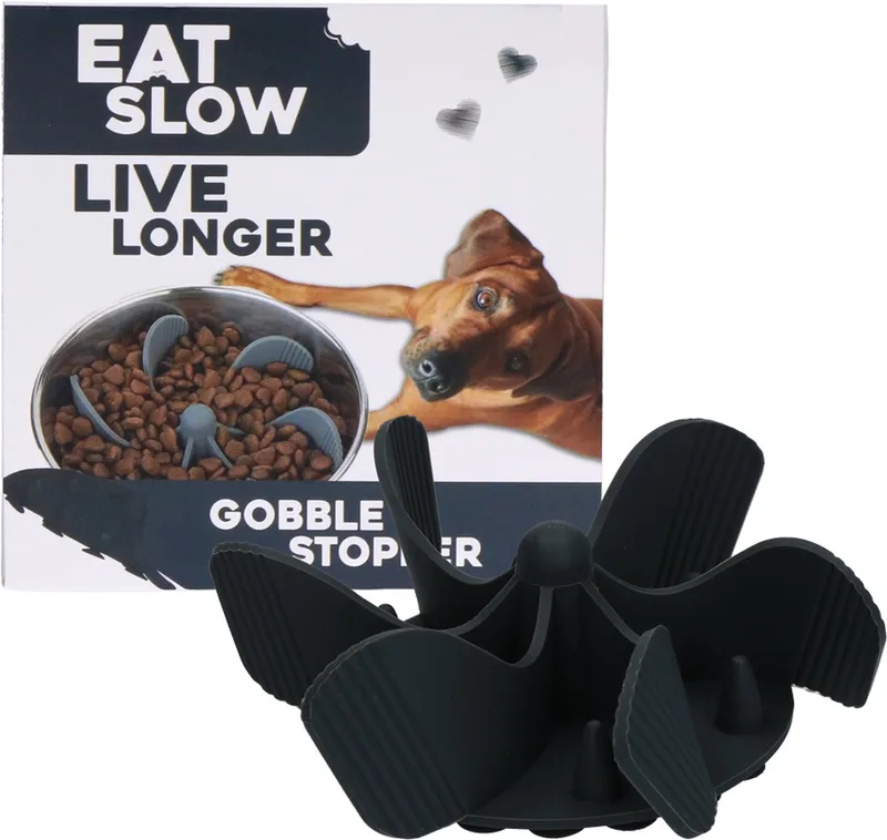 Inzetstuk voor Anti-schrok Voerbak - M - Voerpuzzel - Slowfeeder voor Honden - Gobble Stopper by Eat Slow Live Longer in Grey – product photo