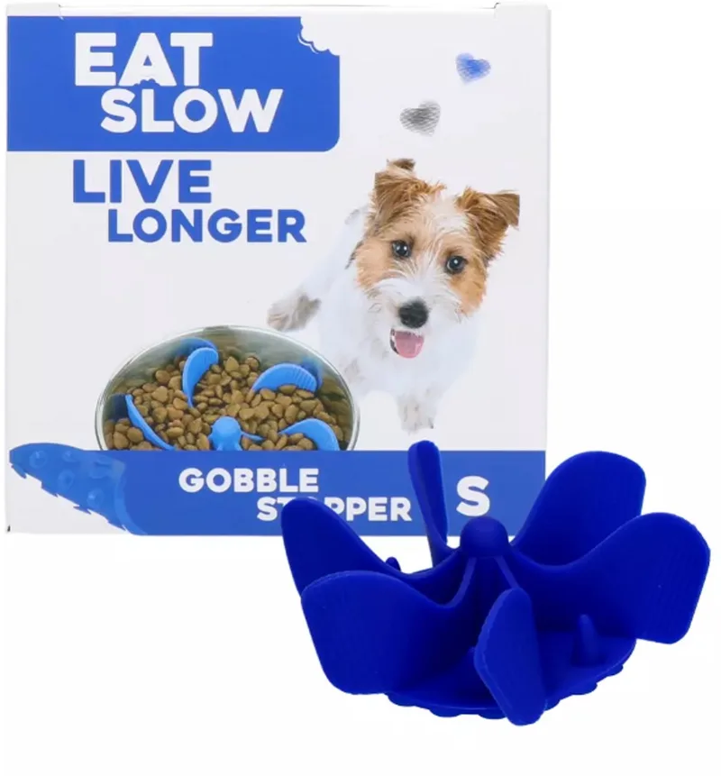 Inzetstuk voor Anti-schrok Voerbak - S - Voerpuzzel - Slowfeeder voor Honden - Gobble Stopper by Eat Slow Live Longer in Blue – product photo
