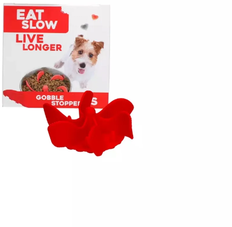 Inzetstuk voor Anti-schrok Voerbak - S - Voerpuzzel - Slowfeeder voor Honden - Gobble Stopper by Eat Slow Live Longer in Red – product photo