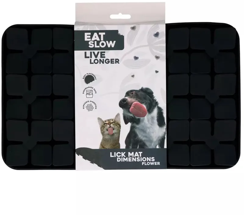 Likmat Bloemenpatroon – 21 x 34 cm - Snuffelmat - Anti-schrok Mat - Slowfeeder Honden en Katten - 100% Siliconen - Vaatwasserbestendig - Voerpuzzel Kat by Eat Slow Live Longer in Grey – product photo