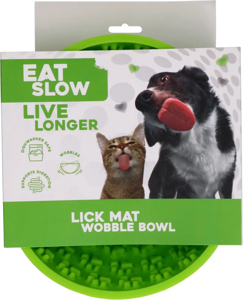 Likmat Wiebelkom Pootafdrukken - 17 cm - Snuffelmat - Anti-schrok Kom - Slowfeeder – Afleiding – Belonen - Honden en Katten – voor Lekkernij - 100% Siliconen – Vaatwasserbestendig – Voerpuzzel Kat de Eat Slow Live Longer en Vert – photo produit