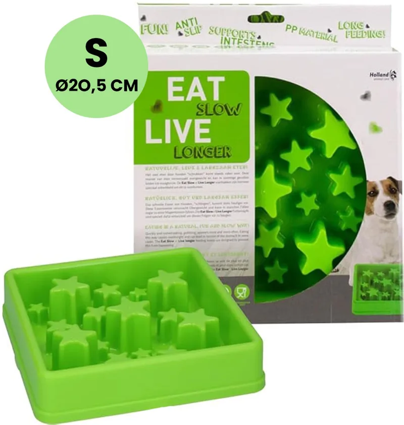 Star Voerbak S – Ø 20.5 cm - Anti-schrok voerbak – Slow feeder voor honden – Anti-slip – Geschikt voor de kleinere hond by Eat Slow Live Longer in Green – product photo