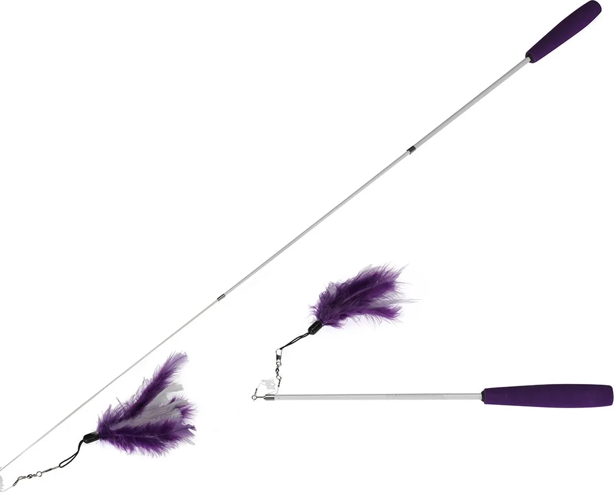 Canne à pêche télescopique avec plume lilas pour chat 35-95 cm van Ebi – productfoto