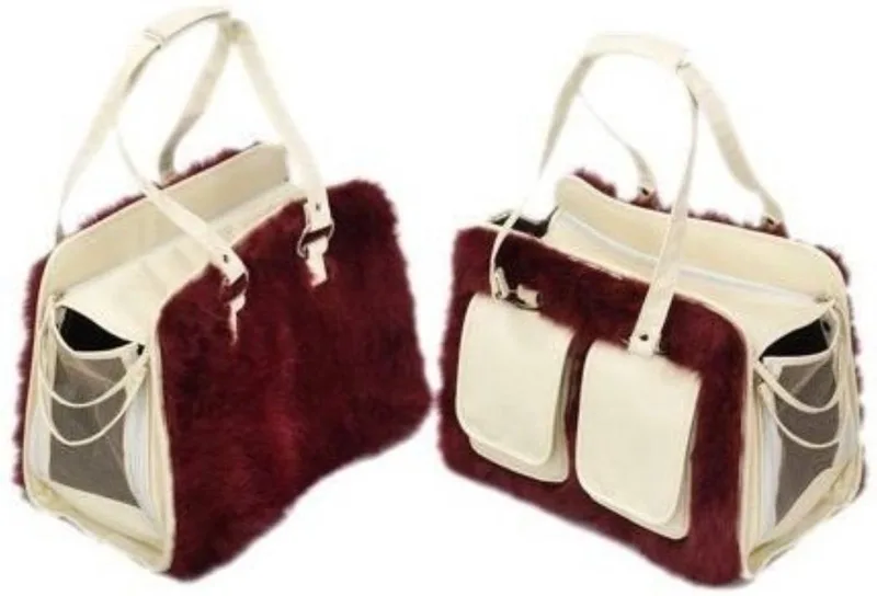 Cat-Deluxe draagtas 38 x 17,5 x 29 cm Rood/Beige - Ook geschikt voor Hond de Ebi en Beige – photo produit