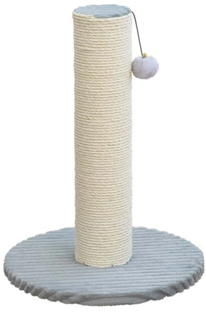 Krabpaal Marbella - Compacte Krabpaal met Sisal en Corduroy Ligplateau - voor Kleine Ruimtes - 40x40x53cm - Lichtgrijs de Ebi en Gris – photo produit