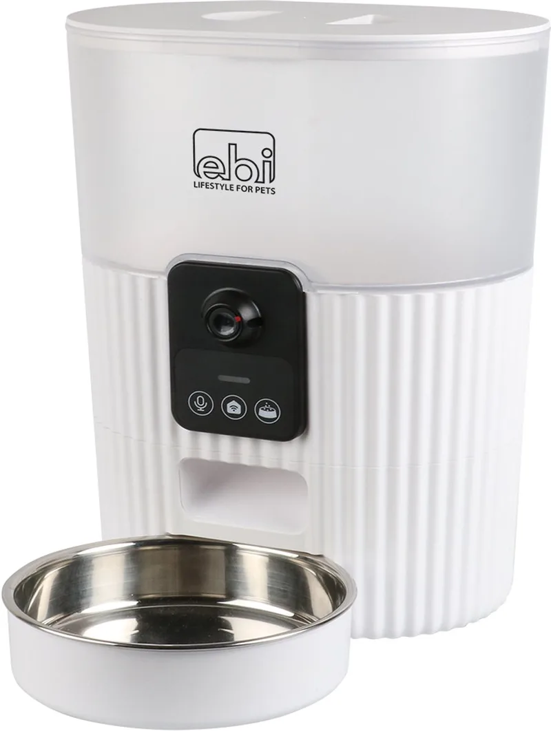 Kualo - Smart Feeder - Voerautomaat Kat - Automatische Voerbak Met Camera - 3,5L - 21x15x28cm de Ebi en Blanc – photo produit